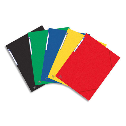 435780_d1.jpg OXFORD Chemises 3 rabats à élastiques Top File en carte lustrée 5/10e,390g. Format A3. Coloris assortis – Image 1