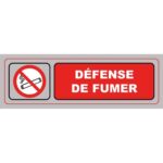 VISO Plaque de signalisation auto-adhésive en plastique couleur aluminium 17 x 5cm - Défense de fumer