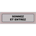 VISO Plaque de signalisation auto-adhésive en plastique couleur aluminium 17 x 5cm - Sonnez et entrez