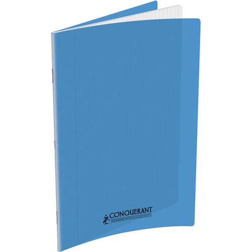436885_d1-1.jpg CONQUERANT C9 Cahier piqûre 24x32cm 140 pages 90g grands carreaux Seyès. Couverture polypropylène Bleu – Image 1