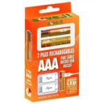 MAXELL Pack de 2 piles AAA rechargeables en micro USB (câble double tête fourni) 450 mAh Ni-MH 528119