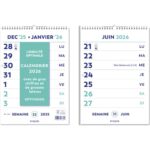 BREPOLS Calendrier Janvier à Décembre OPTIVISION FR, Grille Wire-o, caractères agrandis, 21x29,7cm