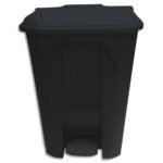 Collecteur à pédale noir en polyéthylène couvercle coloris aléatoire 80L - Dim. : L49,3 x H71 x P49,3