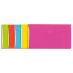 VIQUEL Chemise enveloppe HAPPY FLUO en polypropylène 2/10ème. Format DL 22 x 12,5 cm. Coloris assortis