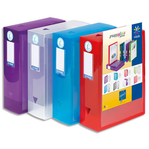 441427_d1.jpg VIQUEL Boîte de classement personnalisable PROPYGLASS dos 10cm, PP 8/10e. Coloris translucides assortis – Image 1