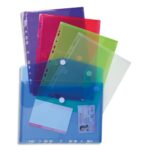 EXACOMPTA Sachet de 5 pochettes-enveloppes scratch perforées en polypropylène 2/10e. Coloris assortis