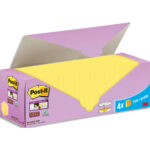 POST-IT Pack de 24 blocs notes Super Sticky Jaune 76 x 76 mm dont 4 offerts.
