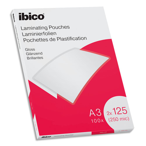 442831_d1.jpg IBICO Pack de 100 pochettes de plastification brillantes A3, 125 microns 627321 – Image 1