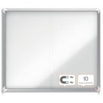 NOBO Vitrine d'affichage magnétique porte coulissante Premium Plus, fermeture à clé, capacité 15 flles,A4