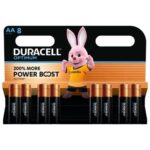 DURACELL Piles alcalines AA Optimum, 1,5V LR6 MX1500, lot de 8 piles