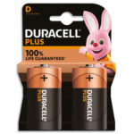 DURACELL Piles alcalines D Plus 100%, 1,5V LR20 MN1300, lot de 2 piles