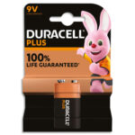 DURACELL Piles alcalines 9V Plus 100%, 6LR61 MN1604, lot de 1 pile