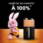 DURACELL Piles alcalines 9V Plus 100%, 6LR61 MN1604, lot de 1 pile – Image 2