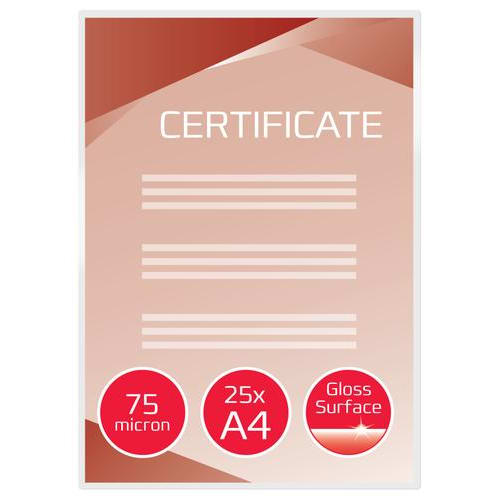 447204_d1.jpg GBC Paquet de 25 Pochettes de plastification A4, 2 x 75 microns 3740489 – Image 1