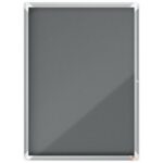 NOBO Vitrine d'affichage porte battante Premium Plus - feutre gris - 9 x A4 - 1915330