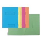 EXACOMPTA Paquet de 50 chemises pré-imprimés 2 rabats SUPER 250 en carte 210 grammes coloris assortis