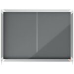 NOBO Vitrine d'affichage porte coulissante Premium Plus - feutre gris - 8 x A4 - 1915336