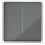 NOBO Vitrine d'affichage porte coulissante Premium Plus - feutre gris - 12 x A4 - 1915337