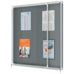 NOBO Vitrine d'affichage porte coulissante Premium Plus - feutre gris - 12 x A4 - 1915337 – Image 2