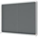 NOBO Vitrine d'affichage porte coulissante Premium Plus - feutre gris - 18 x A4 - 1915338