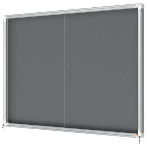 447642_d1.jpg NOBO Vitrine d'affichage porte coulissante Premium Plus - feutre gris - 18 x A4 - 1915338 – Image 1