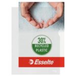 ESSELTE Boîte de 10 pochettes-coin - Format A4 - polypropylène grainé 11/100e 30% recyclé - Transparent