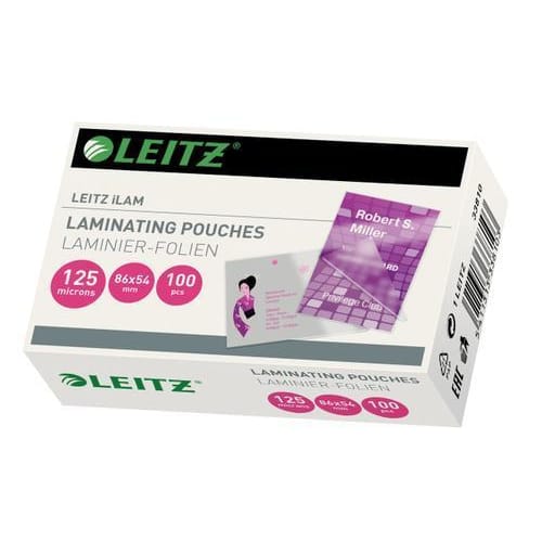 447661_d1.jpg LEITZ Pochettes Leitz iLAM pour plastification à chaud, format CB 54 x 86 mm, 125 microns 33810 – Image 1