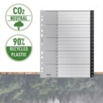 LEITZ Intercalaires 20 onglets numériques Leitz Recycle, A4 XL, plastique 90% recyclé/100% recyclable – Image 2