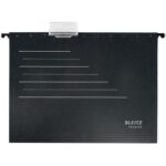LEITZ Boîte 10 dossiers suspendus tiroir fond V Leitz Recycle en carton 100% recyclé/recyclable, noir
