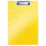LEITZ Porte-blocs avec rabat WOW A4, capacité 75 feuilles. Dimensions : L22,8xH1,7xP32 cm. Coloris jaune