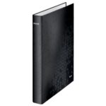 LEITZ Classeur 4 anneaux Ø25 WOW en carton pelliculé. Dos 4 cm. Format A4+. Coloris Noir