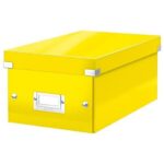 LEITZ Boîte de rangement DVD Click&Store Office. Contenance 20 DVD standard ou 40 slim. Coloris jaune