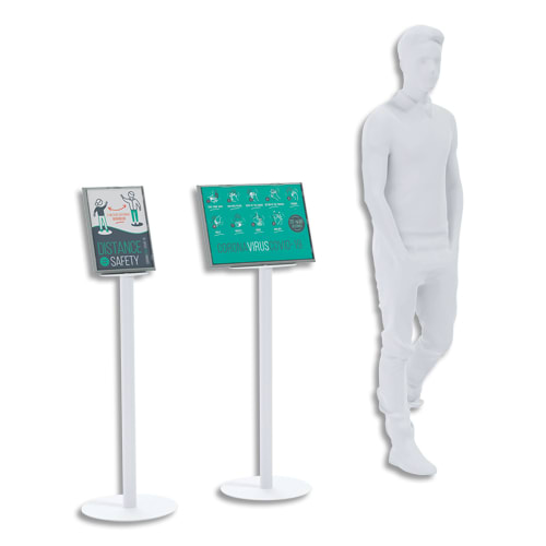 449182_d1.jpg PAPERFLOW Présentoir d'information en aluminium pour format A4. Signalétique intérieure. Coloris blanc – Image 1