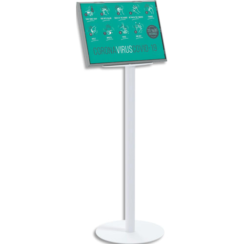 449184_d1.jpg PAPERFLOW Présentoir d'information en aluminium pour format A3. Signalétique intérieure. Coloris blanc – Image 1