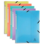 EXACOMPTA Chemise 3 rabats à élastique CHROMALINE en polypropylène 5/10e. Coloris assortis pastel