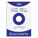 EXACOMPTA Etui de 100 fiches bristol non perforées 105x148mm (A6) unies Blanc