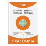 EXACOMPTA Etui de 100 fiches bristol non perforées 105x148mm (A6) quadrillées 5x5 assortis