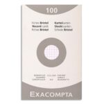 EXACOMPTA Etui de 100 fiches bristol non perforées 125X200mm quadrillées 5x5 Blanc