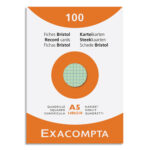 EXACOMPTA Etui de 100 fiches bristol non perforées 148x210mm (A5) quadrillées 5x5 assortis