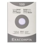 EXACOMPTA Etui de 100 fiches bristol non perforées 210x297mm (A4) quadrillées 5x5 Blanc