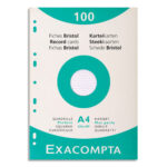EXACOMPTA Etui de 100 fiches bristol perforées 210x297mm (A4) quadrillées 5x5 Blanc