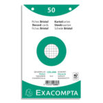 EXACOMPTA Sachet de 50 fiches bristol (sous-film) perforées 125X200mm quadrillées 5x5 Blanc