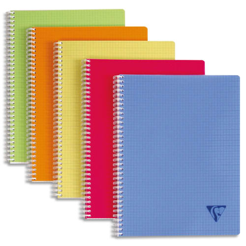 449389_d1-1.jpg CLAIREFONTAINE Cahier Linicolor spirale en polypropylène 100 pages 5x5 format 17x22cm. Coloris assortis – Image 1