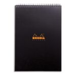 RHODIA Bloc Notepad spirale en tête en polypropylène 160 pages format 21x29,7cm.Coloris noir