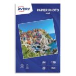 AVERY Boîte de 20 feuilles de papier photo mat A4, Jet d'encre, 170 g