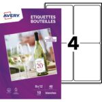 AVERY Sachet de 40 autocollants blancs 9x12cm. Impression jet d'encre