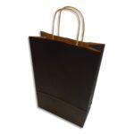 BONG Boîte 200 sacs poignées torsadées kraft naturel 100%, format 32 x 42 x 15 cm, Couleur Noir