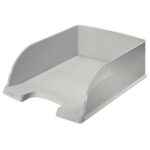 LEITZ Corbeille à courrier Jumbo Leitz Plus. Dimensions (lxhxp) : 25,5 x 10,3 x 36 cm. Coloris gris