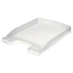 LEITZ Corbeille courrier Plus Slim. Petite capacité. Dim (lxhxp) : 25,5x3,5x35,7 cm. Coloris transparent.