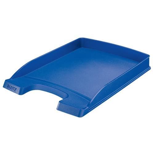 450288_d1.jpg LEITZ Corbeille courrier Plus Slim. Petite capacité. Dim (lxhxp) : 25,5x3,5x35,7 cm. Coloris bleu. – Image 1